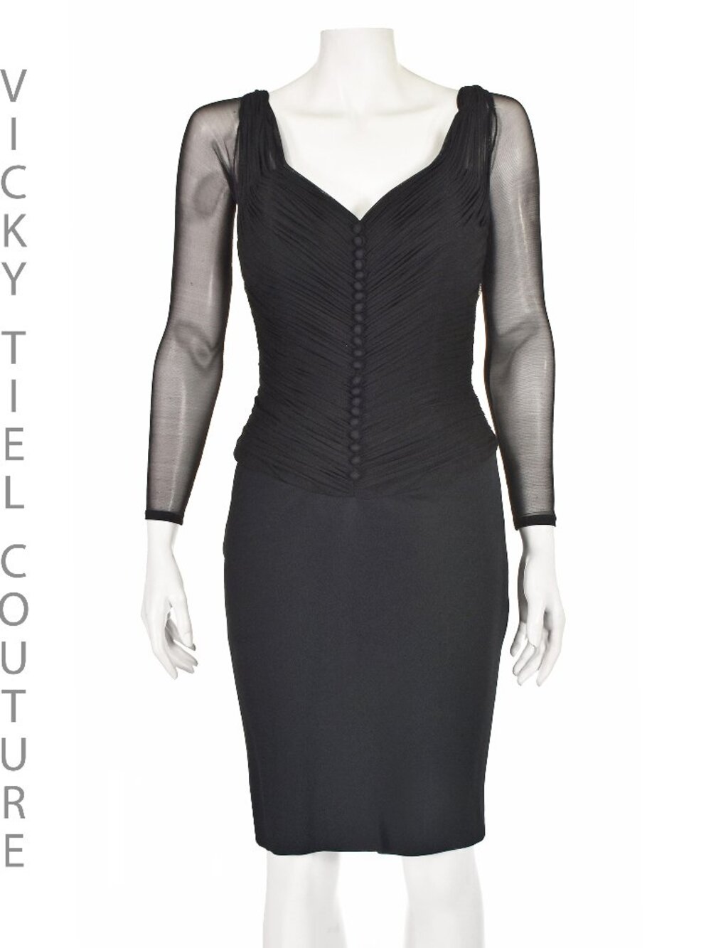 VICKY TIEL COUTURE Vintage Black Cocktail Dress, SZ 2-4 SM